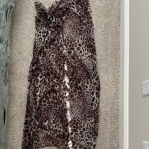 Leopard Print Midi Bathing Suit Cover - Brown & Black Animal Print